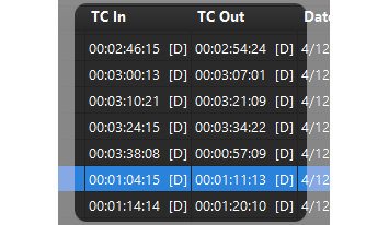 Manual rec. timecode